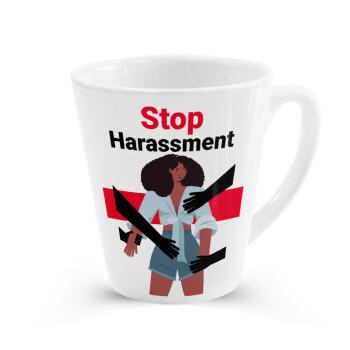 STOP Harassment, Κούπα κωνική Latte Λευκή, κεραμική, 300ml