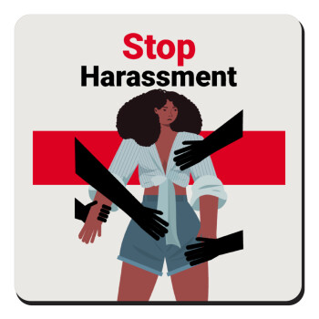 STOP Harassment, Τετράγωνο μαγνητάκι ξύλινο 9x9cm