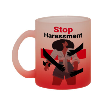 STOP Harassment, Κούπα γυάλινη δίχρωμη με βάση το κόκκινο ματ, 330ml