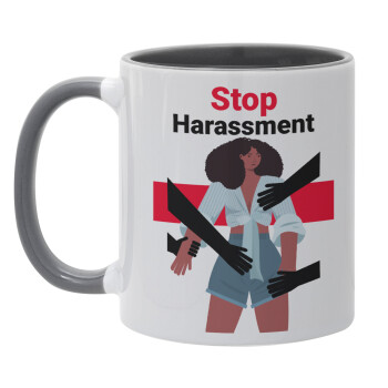 STOP Harassment, Κούπα χρωματιστή γκρι, κεραμική, 330ml