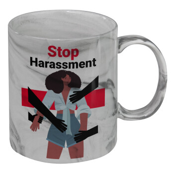 STOP Harassment, Κούπα κεραμική, marble style (μάρμαρο), 330ml