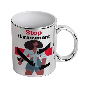 STOP Harassment, Κούπα κεραμική, ασημένια καθρέπτης, 330ml