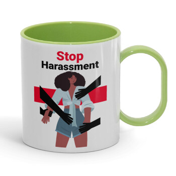 STOP Harassment, Κούπα (πλαστική) (BPA-FREE) Polymer Πράσινη για παιδιά, 330ml