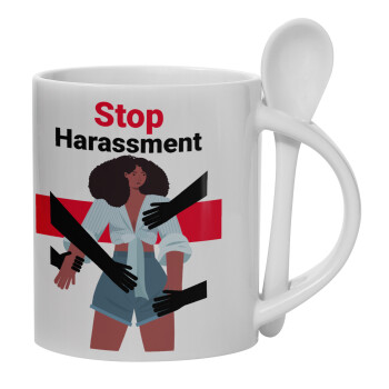 STOP Harassment, Κούπα, κεραμική με κουταλάκι, 330ml (1 τεμάχιο)