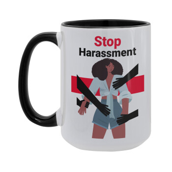 STOP Harassment, Κούπα Mega 15oz, κεραμική Μαύρη, 450ml