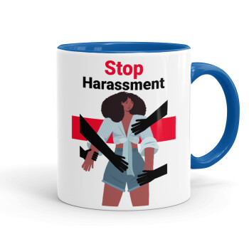 STOP Harassment, Κούπα χρωματιστή μπλε, κεραμική, 330ml