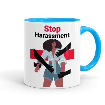 STOP Harassment, Κούπα χρωματιστή γαλάζια, κεραμική, 330ml