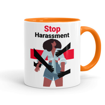 STOP Harassment, Κούπα χρωματιστή πορτοκαλί, κεραμική, 330ml