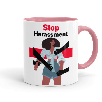 STOP Harassment, Κούπα χρωματιστή ροζ, κεραμική, 330ml