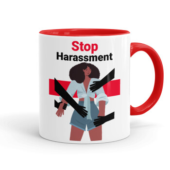 STOP Harassment, Κούπα χρωματιστή κόκκινη, κεραμική, 330ml