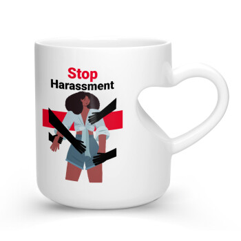 STOP Harassment, Κούπα καρδιά λευκή, κεραμική, 330ml