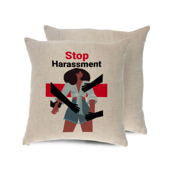 STOP Harassment, Μαξιλάρι καναπέ ΛΙΝΟ 40x40cm περιέχεται το  γέμισμα