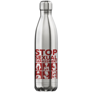 STOP sexual Harassment, Μεταλλικό παγούρι θερμός Inox (Stainless steel), διπλού τοιχώματος, 750ml