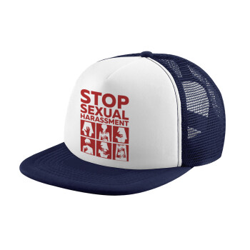 STOP sexual Harassment, Καπέλο Ενηλίκων Soft Trucker με Δίχτυ Dark Blue/White (POLYESTER, ΕΝΗΛΙΚΩΝ, UNISEX, ONE SIZE)