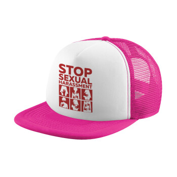 STOP sexual Harassment, Καπέλο Soft Trucker με Δίχτυ Pink/White 