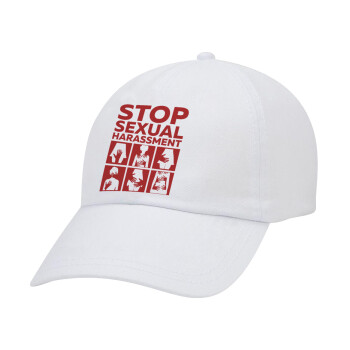 STOP sexual Harassment, Καπέλο Ενηλίκων Baseball Λευκό 5-φύλλο (POLYESTER, ΕΝΗΛΙΚΩΝ, UNISEX, ONE SIZE)