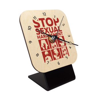 STOP sexual Harassment, Επιτραπέζιο ρολόι σε φυσικό ξύλο (10cm)