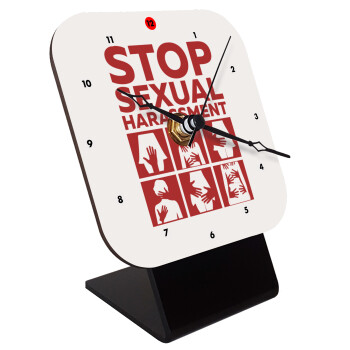 STOP sexual Harassment, Quartz Wooden table clock with hands (10cm)