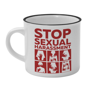 STOP sexual Harassment, Κούπα κεραμική vintage Λευκή/Μαύρη 230ml
