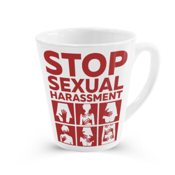 STOP sexual Harassment, Κούπα κωνική Latte Λευκή, κεραμική, 300ml