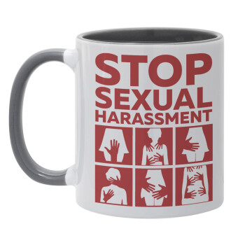 STOP sexual Harassment, Κούπα χρωματιστή γκρι, κεραμική, 330ml