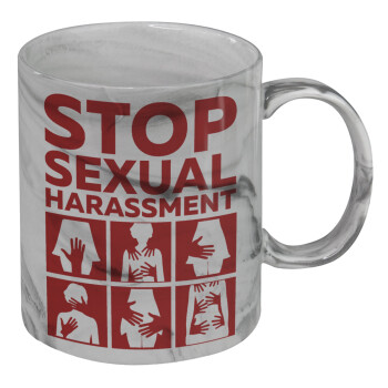 STOP sexual Harassment, Κούπα κεραμική, marble style (μάρμαρο), 330ml