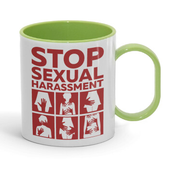 STOP sexual Harassment, Κούπα (πλαστική) (BPA-FREE) Polymer Πράσινη για παιδιά, 330ml