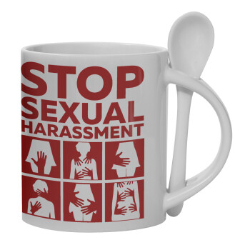 STOP sexual Harassment, Κούπα, κεραμική με κουταλάκι, 330ml (1 τεμάχιο)