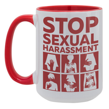 STOP sexual Harassment, Κούπα Mega 15oz, κεραμική Κόκκινη, 450ml