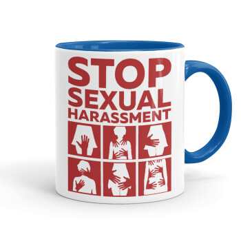 STOP sexual Harassment, Κούπα χρωματιστή μπλε, κεραμική, 330ml