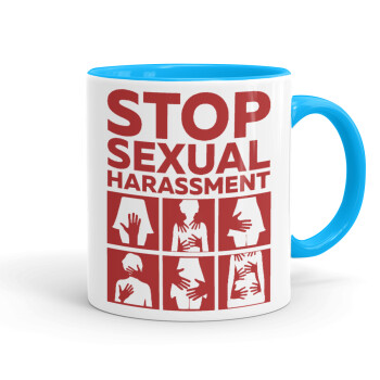 STOP sexual Harassment, Κούπα χρωματιστή γαλάζια, κεραμική, 330ml
