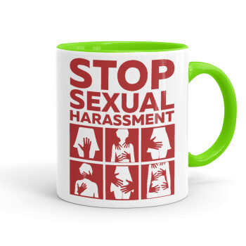 STOP sexual Harassment, Mug colored light green, ceramic, 330ml