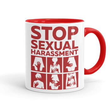 STOP sexual Harassment, Κούπα χρωματιστή κόκκινη, κεραμική, 330ml