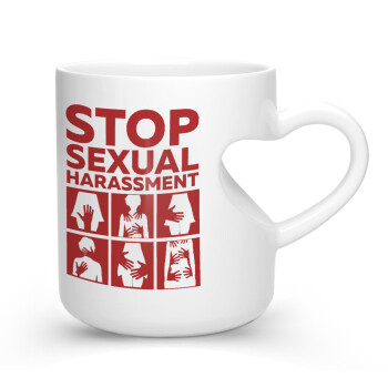 STOP sexual Harassment, Κούπα καρδιά λευκή, κεραμική, 330ml