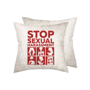 STOP sexual Harassment, Μαξιλάρι καναπέ Δερματίνη Γκρι 40x40cm με γέμισμα