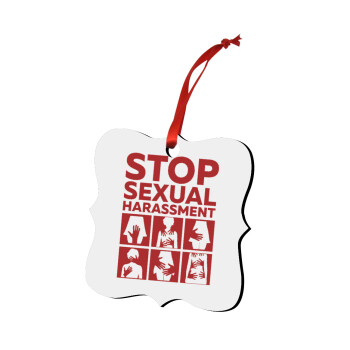 STOP sexual Harassment, Χριστουγεννιάτικο στολίδι polygon ξύλινο 7.5cm