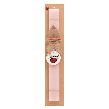 Be mine!, Easter Set, wooden keychain & scented flat Easter candle (30cm) (PINK)