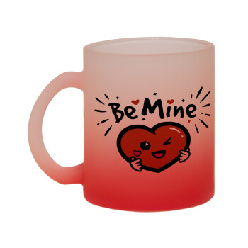 Be mine!, Κούπα γυάλινη δίχρωμη με βάση το κόκκινο ματ, 330ml