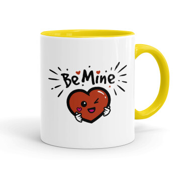 Be mine!, Κούπα χρωματιστή κίτρινη, κεραμική, 330ml