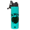 Metallic water bottle with safety lid, 850ml aluminum