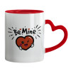 Mug heart red handle, ceramic, 330ml