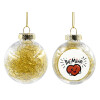 Transparent Christmas tree ball ornament with gold filling 8cm