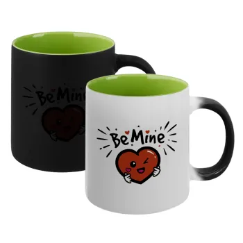Be mine!, Κούπα Μαγική εσωτερικό πράσινο, κεραμική 330ml που αλλάζει χρώμα με το ζεστό ρόφημα