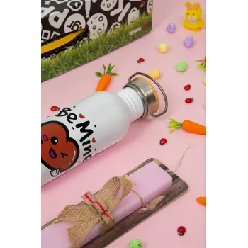 Be mine!, Πασχαλινή Λαμπάδα με παγούρι μεταλλικό (620ml, stainless steel) & κερί αρωματικό πλακέ (30cm) (ΡΟΖ)