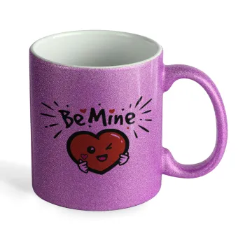 Be mine!, Κούπα Μωβ Glitter που γυαλίζει, κεραμική, 330ml