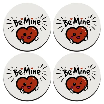 Be mine!, ΣΕΤ 4 Σουβέρ ξύλινα στρογγυλά (9cm)
