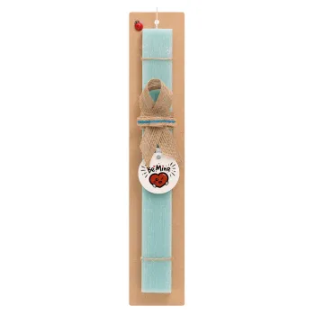 Be mine!, Easter Set, wooden keychain & aromatic flat Easter candle (30cm) (TURQUOISE)