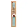 Easter Set, wooden keychain & aromatic flat Easter candle (30cm) (TURQUOISE)