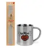 Easter Set, metallic thermal cup (300ml) & Easter aromatic flat candle (30cm) (GRAY)