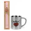 Easter Set, metallic thermal cup (300ml) & aromatic flat Easter candle (30cm) (PINK)